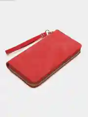 Коралловый женский кошелек, из искусственного нубука