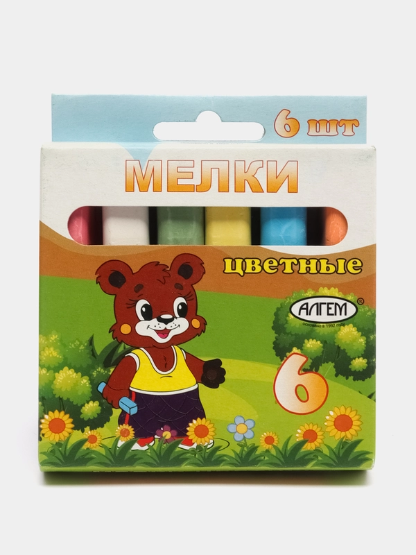 Набор цветных мелков "Мишка", 6 цветов