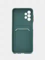 Тёмно-зелёный чехол силиконовый на Samsung Galaxy A13 4G (Самсунг Галакси А13), с защитой камеры