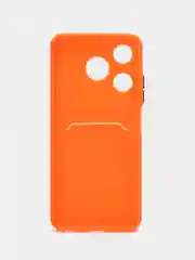 Оранжевый чехол для Tecno Spark 10/Spark 10C (Техно Спарк 10/10С), с карманом для карт