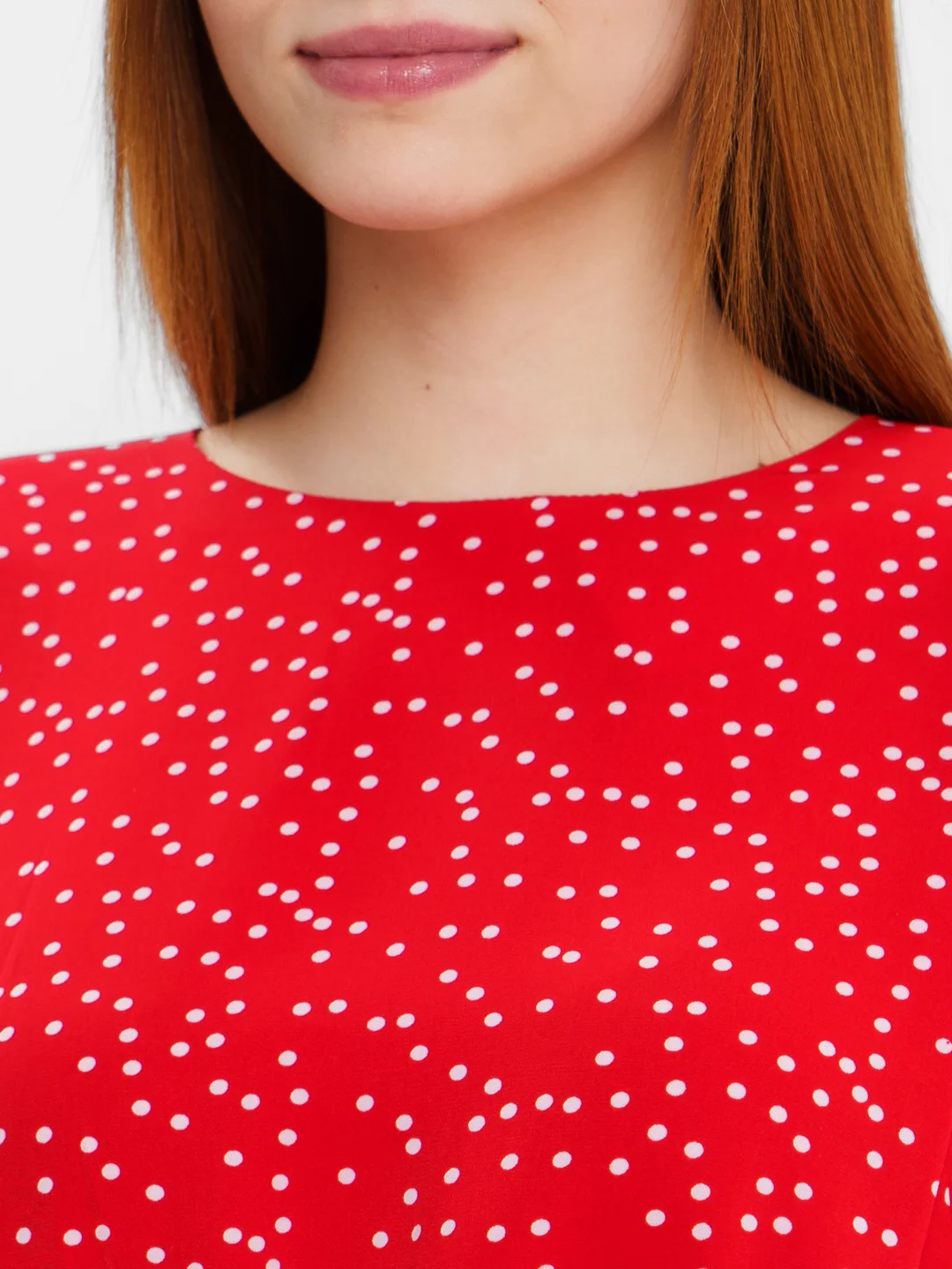 Платье в горошек оверсайз polka dot женское мини с объемными рукавами и юбкой полусолнце