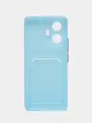 Голубой чехол Realme 10 Pro+ 5G 10 Pro Plus 5G Реалми 10 Про Плюс, с карманом для карт, прозрачный