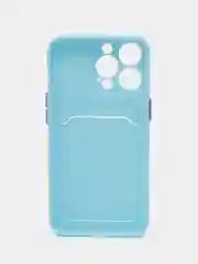 Голубой чехол для iPhone 13 Pro (Айфон 13 Про), силиконовый, с защитой камеры