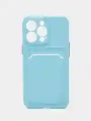 Голубой чехол для iPhone 13 Pro (Айфон 13 Про), силиконовый, с защитой камеры