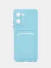 Голубой силиконовый чехол Realme 10 Pro 5G (Реалми 10 Про 5 Джи), с карманом для карт, прозрачный