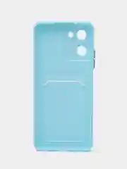 Голубой силиконовый чехол Realme 10 Pro 5G (Реалми 10 Про 5 Джи), с карманом для карт, прозрачный