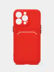 Красный чехол для iPhone 13 Pro (Айфон 13 Про), силиконовый, с защитой камеры