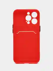 Красный чехол для iPhone 13 Pro (Айфон 13 Про), силиконовый, с защитой камеры
