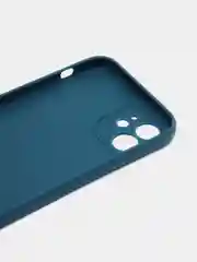 Синий чехол для iPhone 12 (Айфон 12), прозрачный, c защитой камеры
