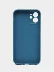Синий чехол для iPhone 12 (Айфон 12), прозрачный, c защитой камеры