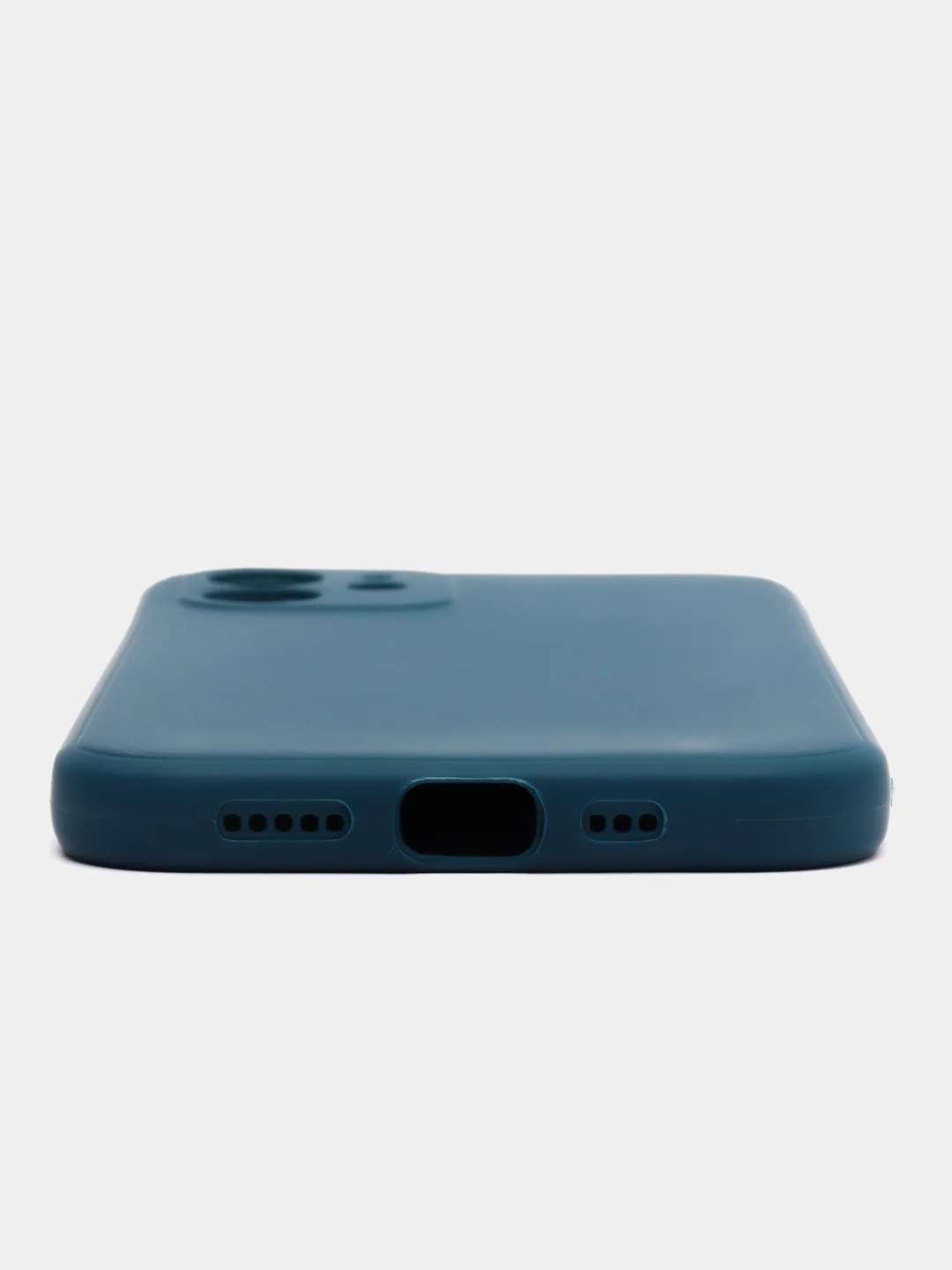 Синий чехол для iPhone 12 (Айфон 12), прозрачный, c защитой камеры