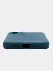 Синий чехол для iPhone 12 (Айфон 12), прозрачный, c защитой камеры