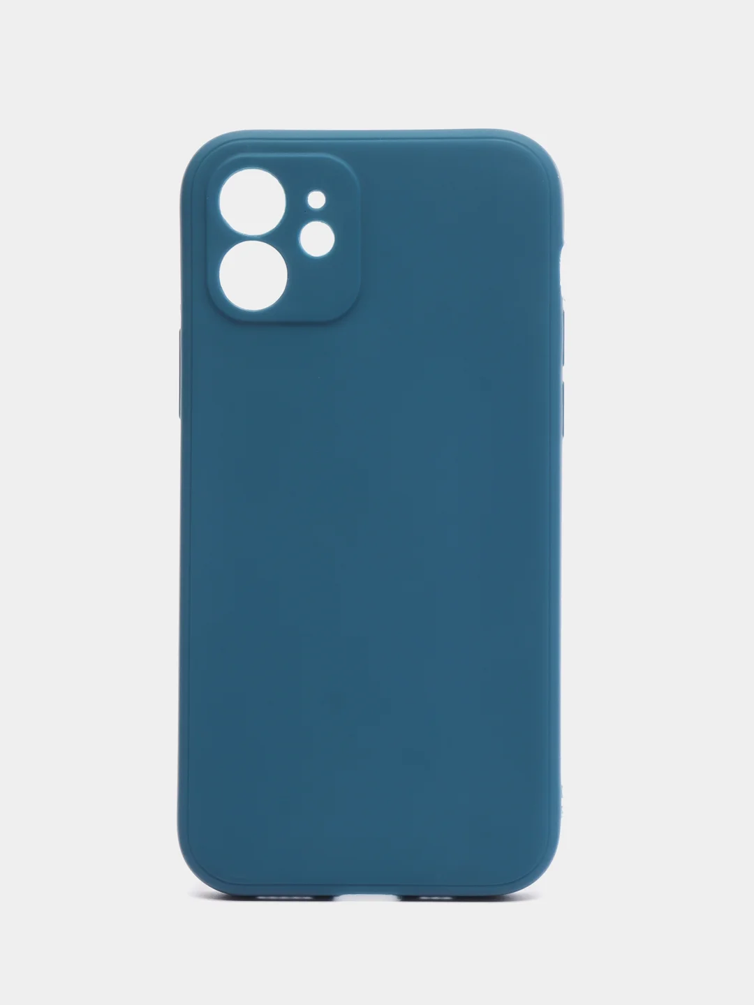 Синий чехол для iPhone 12 (Айфон 12), прозрачный, c защитой камеры