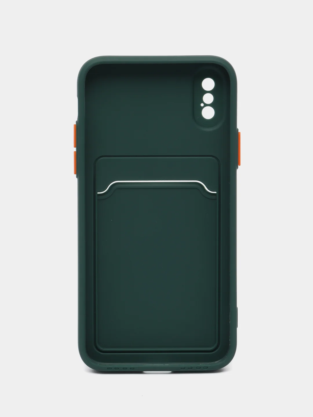 Тёмно-зелёный чехол для iPhone X, XS (Айфон Х, ХС), силиконовый, с защитой камеры