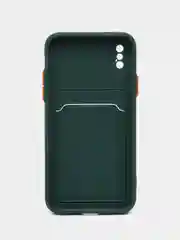 Тёмно-зелёный чехол для iPhone X, XS (Айфон Х, ХС), силиконовый, с защитой камеры