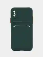 Тёмно-зелёный чехол для iPhone X, XS (Айфон Х, ХС), силиконовый, с защитой камеры