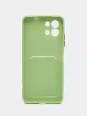 Зеленый силиконовый чехол для Infinix Hot 11 2022 (Хот 11 2022), картхолдер, матовый