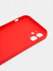 Красный чехол для iPhone 12 (Айфон 12), прозрачный, c защитой камеры