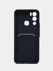 Темно-синий силиконовый чехол для Infinix HOT 12i (Инфиникс Хот 12 Ай), с карманом для карт, прозрачный