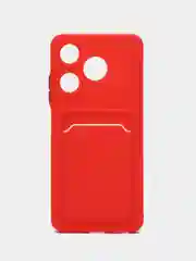 Красный чехол для Tecno Spark 10/Spark 10C (Техно Спарк 10/10С), с карманом для карт