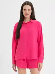 Фуксия костюм женский с шортами, пляжный костюм, муслин, рубашка, шорты