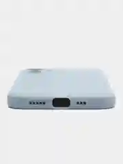 Светло-синий чехол для iPhone 12 (Айфон 12), прозрачный, c защитой камеры