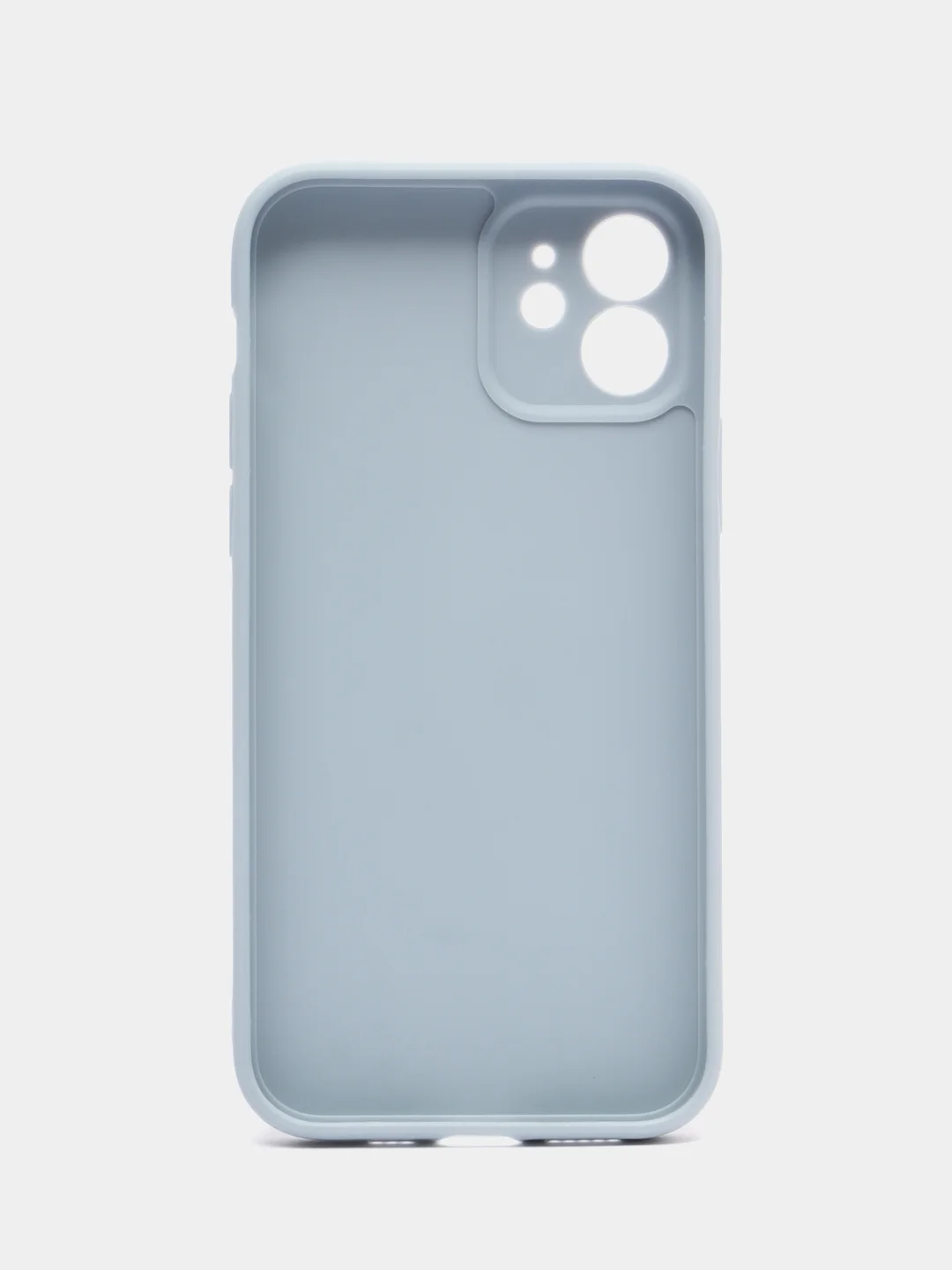 Светло-синий чехол для iPhone 12 (Айфон 12), прозрачный, c защитой камеры