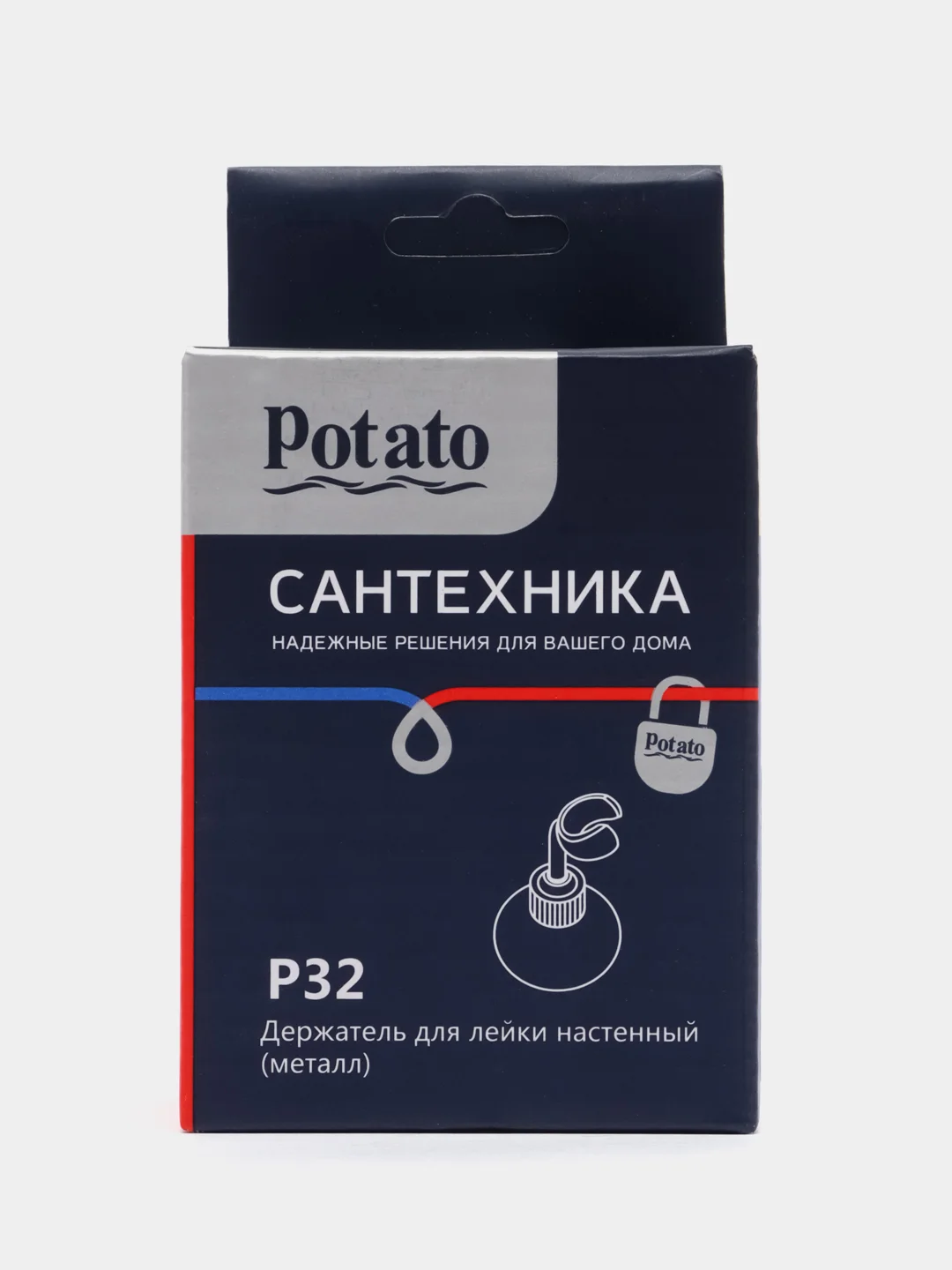 Potato держатель для душевой лейки, шарнирный, металлический, хром