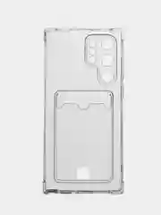 Прозрачный противоударный чехол BROSCORP для Samsung Galaxy S22 Ultra, картхолдер с кармашком