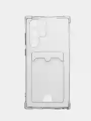Прозрачный противоударный чехол BROSCORP для Samsung Galaxy S22 Ultra, картхолдер с кармашком