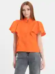 Оранжевый женская рубашка, повседневная