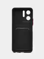 Черный силиконовый чехол для Vivo Y02S, c отсеком для карт