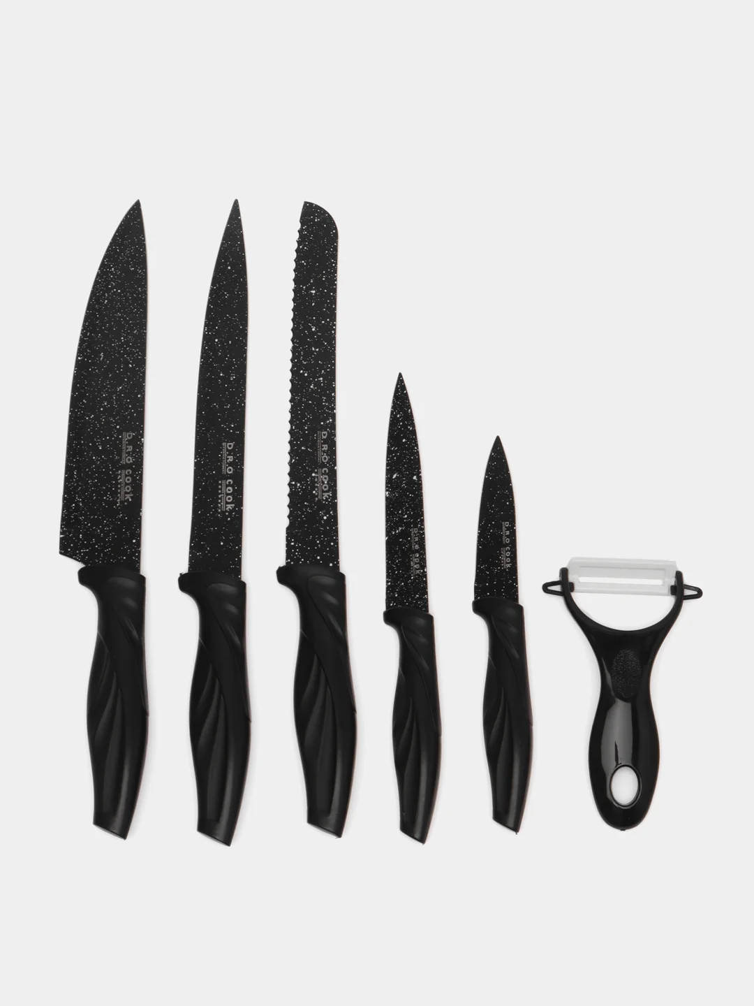 Черный набор кухонных ножей 6 штук, нож, посуда, аксессуары для кухни, столовый набор