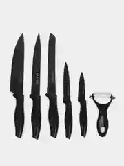 Черный набор кухонных ножей 6 штук, нож, посуда, аксессуары для кухни, столовый набор