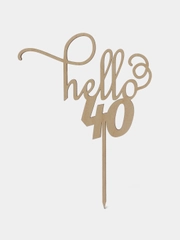 Топпер для торта и цветов "hello 40", Happy Birthday, С днём Рождения