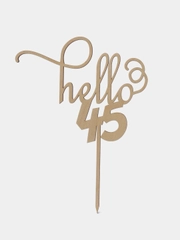 Топпер для торта и цветов "Hello 45" Happy Birthday, С днём Рождения