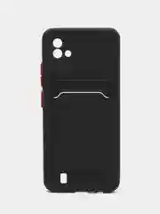 Черный силиконовый чехол для Realme C20, C11 2021, Narzo 50i c отсеком для карт, Реалми С20, С11