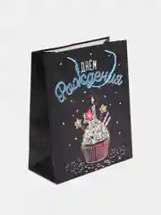 Розовый пакет подарочный "С Днём Рождения", "Давай зажигай" Единорог, Кошка, Динозавры 26*12*32 см