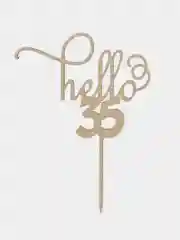 Топпер для торта и цветов "Hello 35", Happy Birthday, С днём Рождения