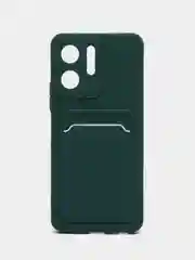 Тёмно-зелёный силиконовый чехол для Vivo Y02S, c отсеком для карт
