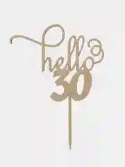 Топпер для торта и цветов "Hello 30" Happy Birthday, С днём Рождения