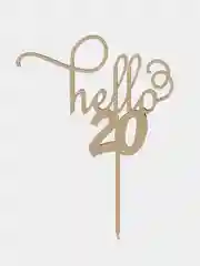 Топпер для торта и цветов "hello 20", Happy Birthday, С днём Рождения