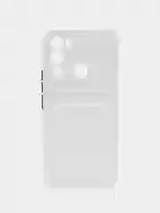 Белый силиконовый чехол для Infinix HOT 12i (Инфиникс Хот 12 Ай), с карманом для карт, прозрачный