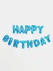 Голубой гирлянда-растяжка из воздушных шаров "С днем рождения" / "Happy Birthday", на праздник