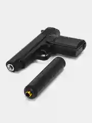 Пистолет металлический с глушителем К-112S с пульками, 6 мм