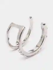Серьги каффы геометрической формы, с дорожкой из страз, серебристого цвета