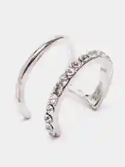 Серьги каффы геометрической формы, с дорожкой из страз, серебристого цвета