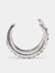 Серьги каффы геометрической формы, с дорожкой из страз, серебристого цвета