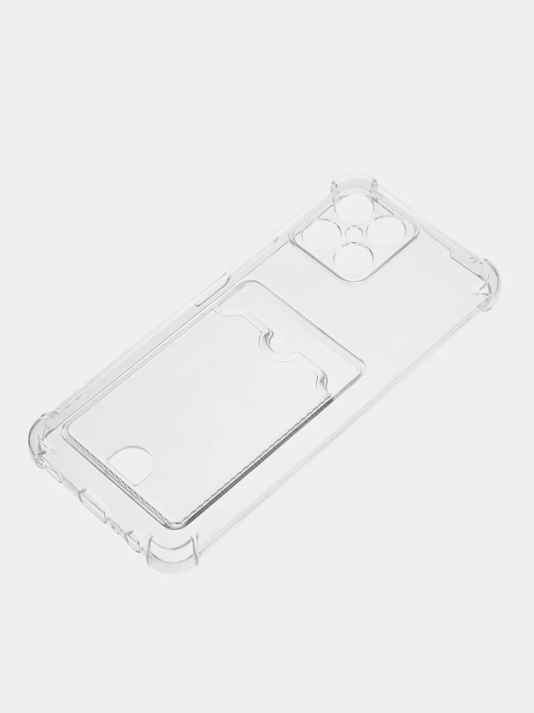 Прозрачный противоударный чехол BROSCORP для Honor X8 силиконовый с защитой камер и карманом для карт