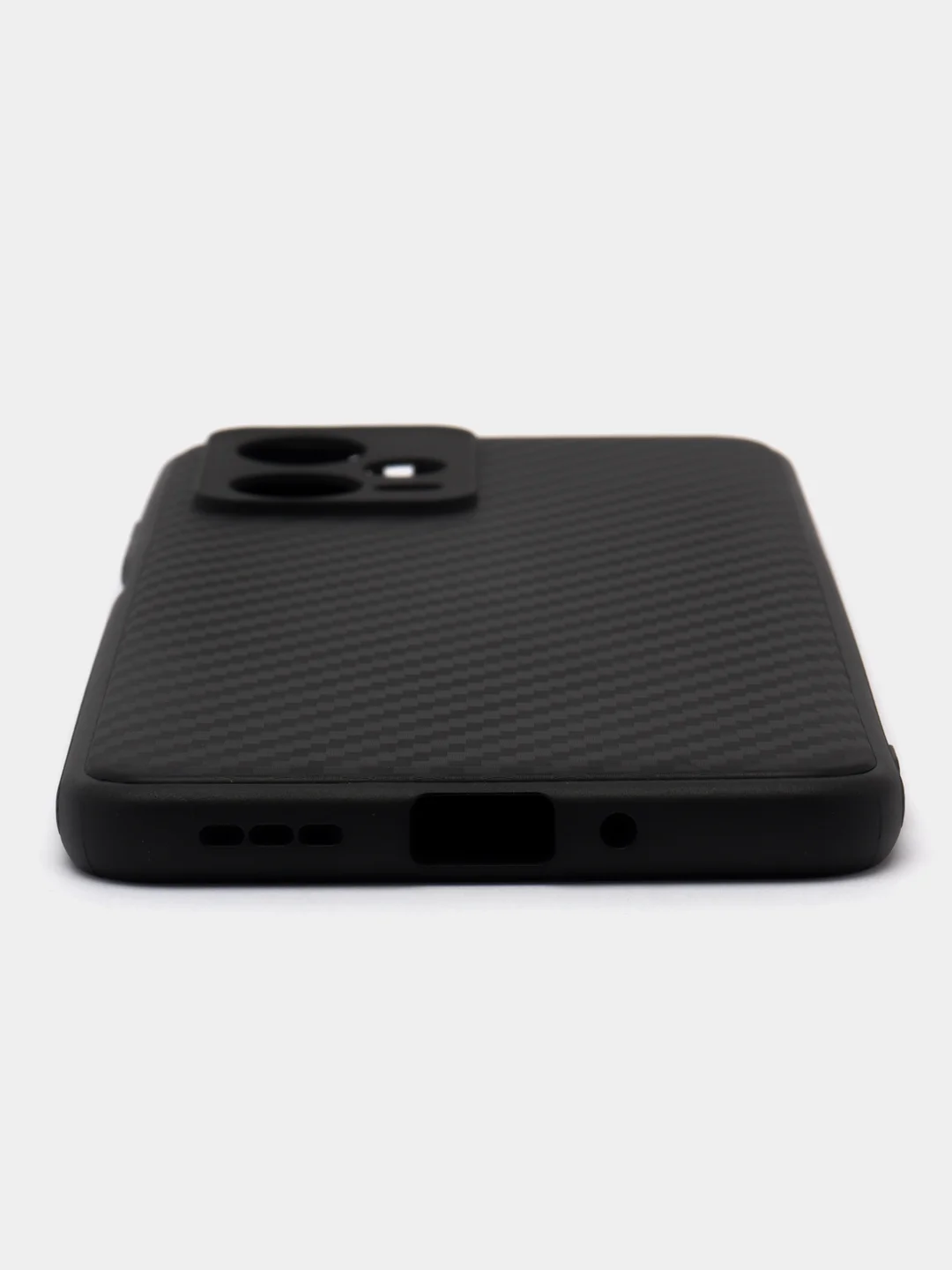Черный ребристый чехол для Xiaomi Poco X5 5G силиконовый BROSCORP тонкий с текстурой карбон